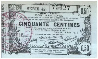 France 50 cent. Laon R�gional - 1916