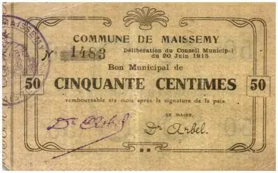 France 50 cent. Maissemy City - 1915