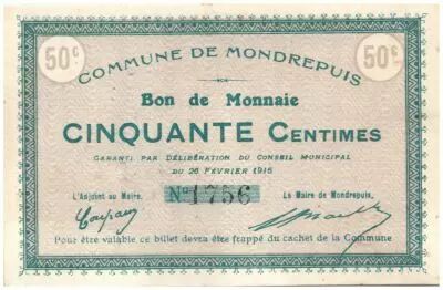 France 50 cent. Mondrepuis City - 1915