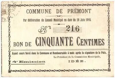 France 50 cent. Premont City - 1915