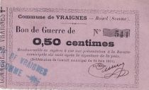France 50 cent. Vraignes Bon de guerre
