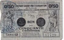 France 50-centime emergency voucher - May 1916 - Valenciennes - Series 12