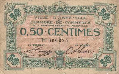 France 50 Centimes - Abbeville Chamber of Commerce - ND(1914-1925)