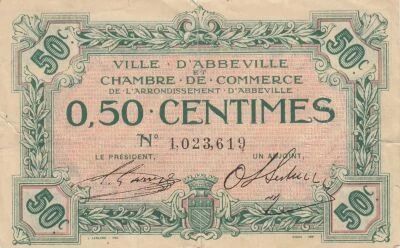 France 50 Centimes - Abbeville Chamber of Commerce - ND(1914-1925)