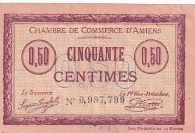 France 50 Centimes - Amiens Chamber of Commerce 1915 - XF