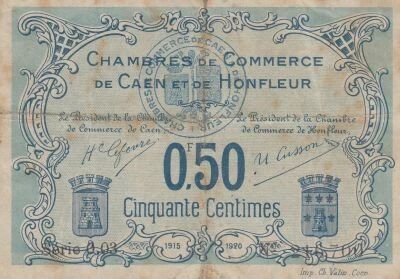 France 50 centimes - Caen and Honfleur Chamber of Commerce - ND (1914-1925)