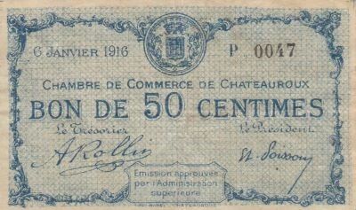 France 50 centimes - Chamber of Commerce - Ch�teauroux - 1916