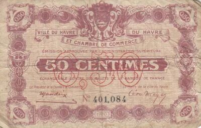 France 50 centimes - Chamber of Commerce - Le Havre - 1920