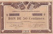 France 50 Centimes - Chamber of Commerce - Quimper et Brest- 1915 - Serial B