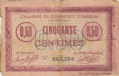 France 50 centimes - Chambre de Commerce - Amiens - 1915