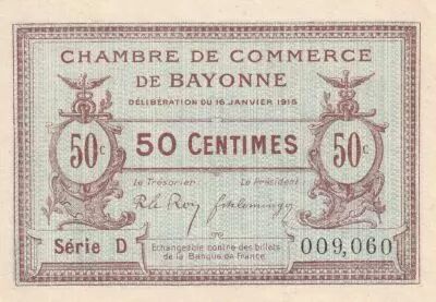 France 50 Centimes - Chambre de Commerce - Bayonne - S�rie D - 16-01-1915