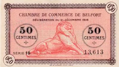 France 50 Centimes - Chambre de Commerce - Belfort - S�rie 18 - 21-12-1918