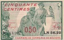 France 50 Centimes - Chambre de Commerce - B&eacute;ziers - 1916 - S&eacute;rie LN 56.22