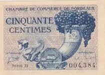 France 50 Centimes - Chambre de Commerce - Bordeaux - 1921 - S&eacute;rie 12