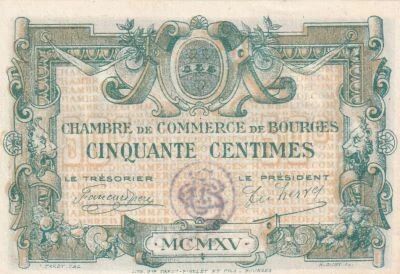 France 50 centimes - Chambre de Commerce - Bourges - 1915 - S�rie A