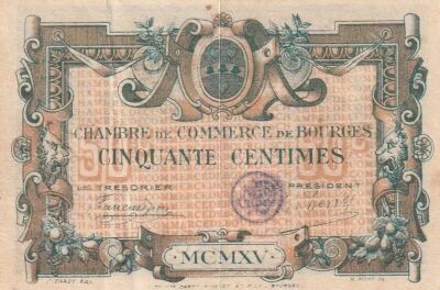 France 50 centimes - Chambre de Commerce - Bourges - 1915 - S�rie C