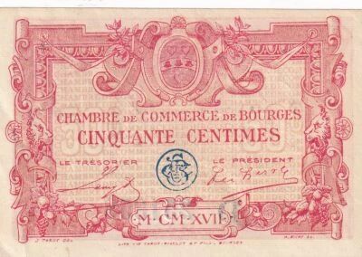 France 50 centimes - Chambre de Commerce - Bourges - 1917 - S�rie D