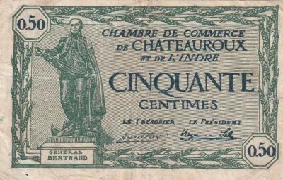 France 50 Centimes - Chambre de Commerce - Ch�teauroux -  Indre - 1922 - S�rie B