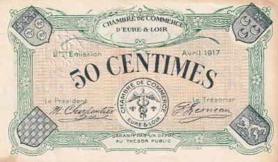 France 50 Centimes - Chambre de Commerce - Eure-et-Loir - 01-1921 - 5�me �mission