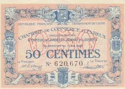 France 50 Centimes - Chambre de Commerce - �vreux - 07-06-1920
