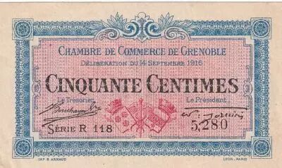 France 50 Centimes - Chambre de Commerce - Grenoble - 14-09-1916 - S�rie R 118
