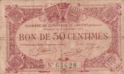 France 50 Centimes - Chambre de commerce - Lorient - 1915