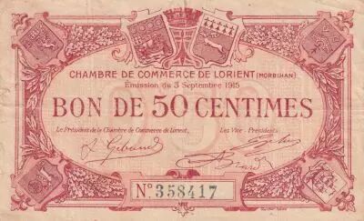 France 50 Centimes - Chambre de commerce - Lorient - 1915