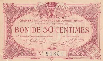 France 50 Centimes - Chambre de commerce - Lorient - 1915