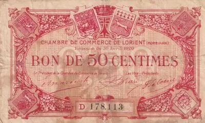 France 50 Centimes - Chambre de commerce - Lorient - 1920 - S�rie D