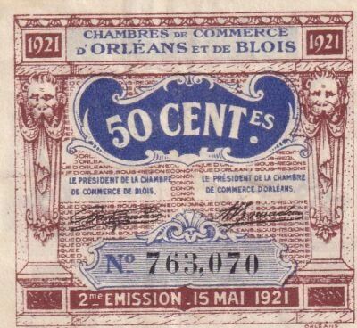 France 50 Centimes - Chambre de Commerce - Orl�ans - Blois - 15-05-1921 - 2�me �mission