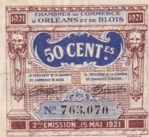 France 50 Centimes - Chambre de Commerce - Orl&eacute;ans - Blois - 15-05-1921 - 2&egrave;me &eacute;mission