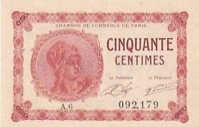 France 50 Centimes - Chambre de commerce - Paris - 1920 - S�rie A.6