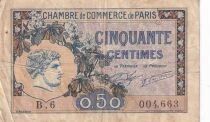 France 50 Centimes - Chambre de commerce - Paris - 1920 - Série B.6