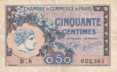 France 50 Centimes - Chambre de commerce - Paris - 1920 - S�rie B.8