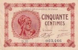 France 50 Centimes - Chambre de commerce - Paris - 1920 - S�rie D.35