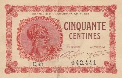 France 50 Centimes - Chambre de commerce - Paris - 1920 - S�rie E.43