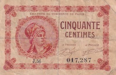 France 50 Centimes - Chambre de commerce - Paris - 1920 - S�rie J.56