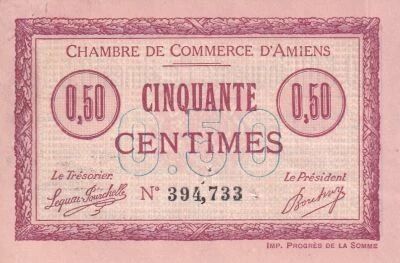 France 50 Centimes - Chambre de Commerce d\'Amiens - 1915