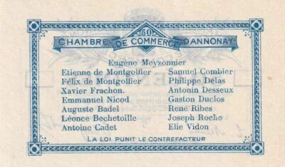 France 50 Centimes - Chambre de Commerce d\'Annonay - 31-08-1914 - Non �mis