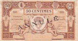 France 50 Centimes - Chambre de Commerce d\'Aurillac et du Cantal - 1915 - Annul�