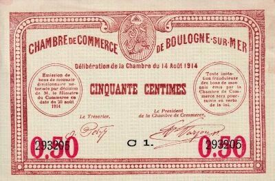 France 50 Centimes - Chambre de Commerce de Boulogne-sur-Mer - 14-08-1914 - S�rie C1