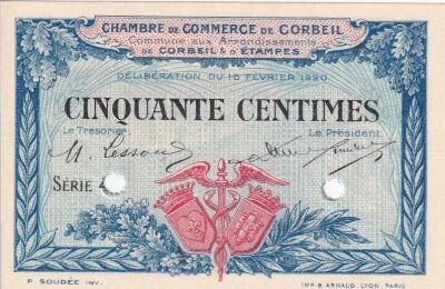 France 50 Centimes - Chambre de Commerce de Corbeil - 16-02-1920 - S�rie 4 - Sp�cimen