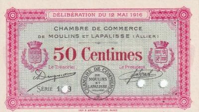 France 50 Centimes - Chambre de Commerce de Moulins et Lapalisse - 1916 - Sp�cimen