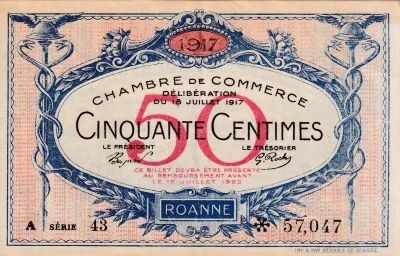 France 50 Centimes - Chambre de Commerce de Roanne - 18-07-1917