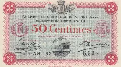France 50 Centimes - Chambre de Commerce de Vienne - 11-09-1916 - S�rie AH.133