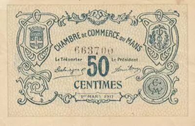 France 50 Centimes - Chambre de commerce du Mans - 01-03-1917 - S�rie 2