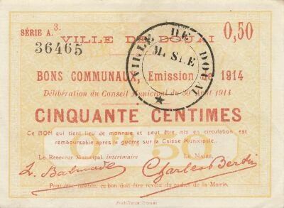 France 50 Centimes - City of Douai - 30-08-1914 - Serial A3