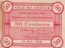 France 50 Centimes - City of Vertus - 15-05-1916