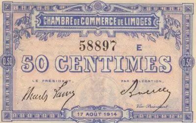 France 50 Centimes - Limoges - Chambre de Commerce - 17-04-1914 - S�rie E
