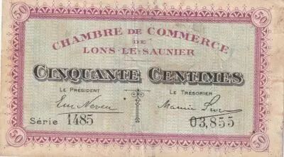 France 50 Centimes - Lons-le-Saunier - Chambre de Commerce - 1918 - S�rie 1485